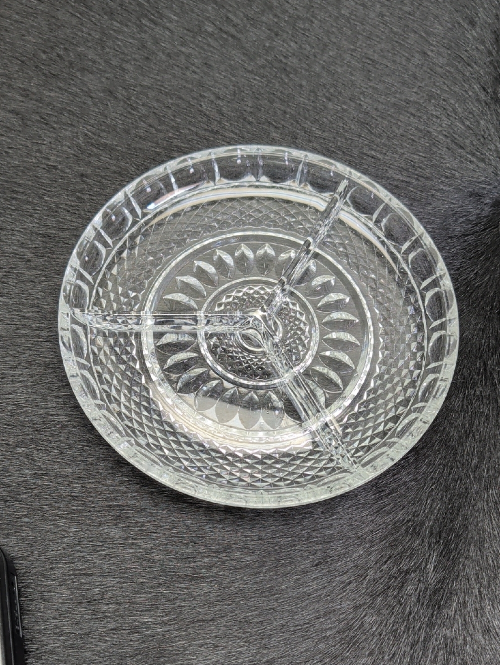Lead Glass Relish Tray 3 Compartment